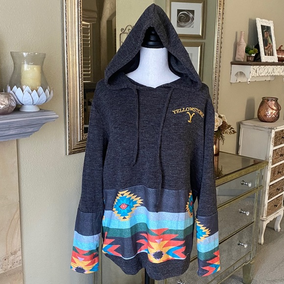Tops - Yellowstone Aztec Print Hoodie